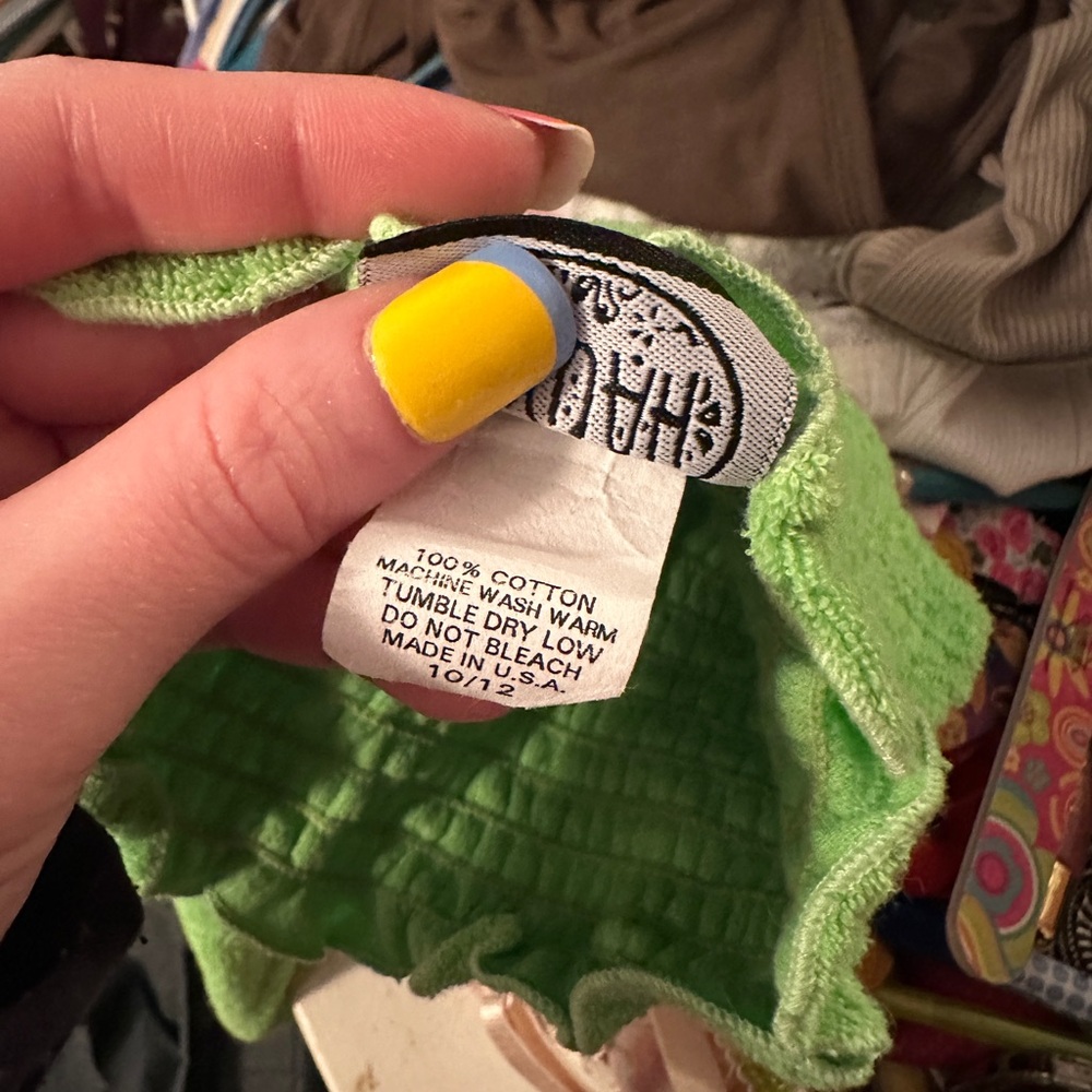 y2k 90s vintage Kowah brand lime green terry cloth strapless cover up dress - Picture 2 of 3